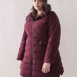 Faux-Down Puffer Jacket - Addition Elle. Colour: wine tasting. 2X